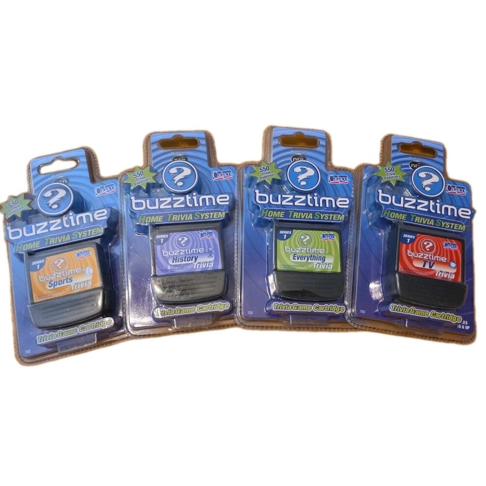 Buzztime Series 1 Home Trivia Game System Cartridges, Lot of 4, By Cadaco, New